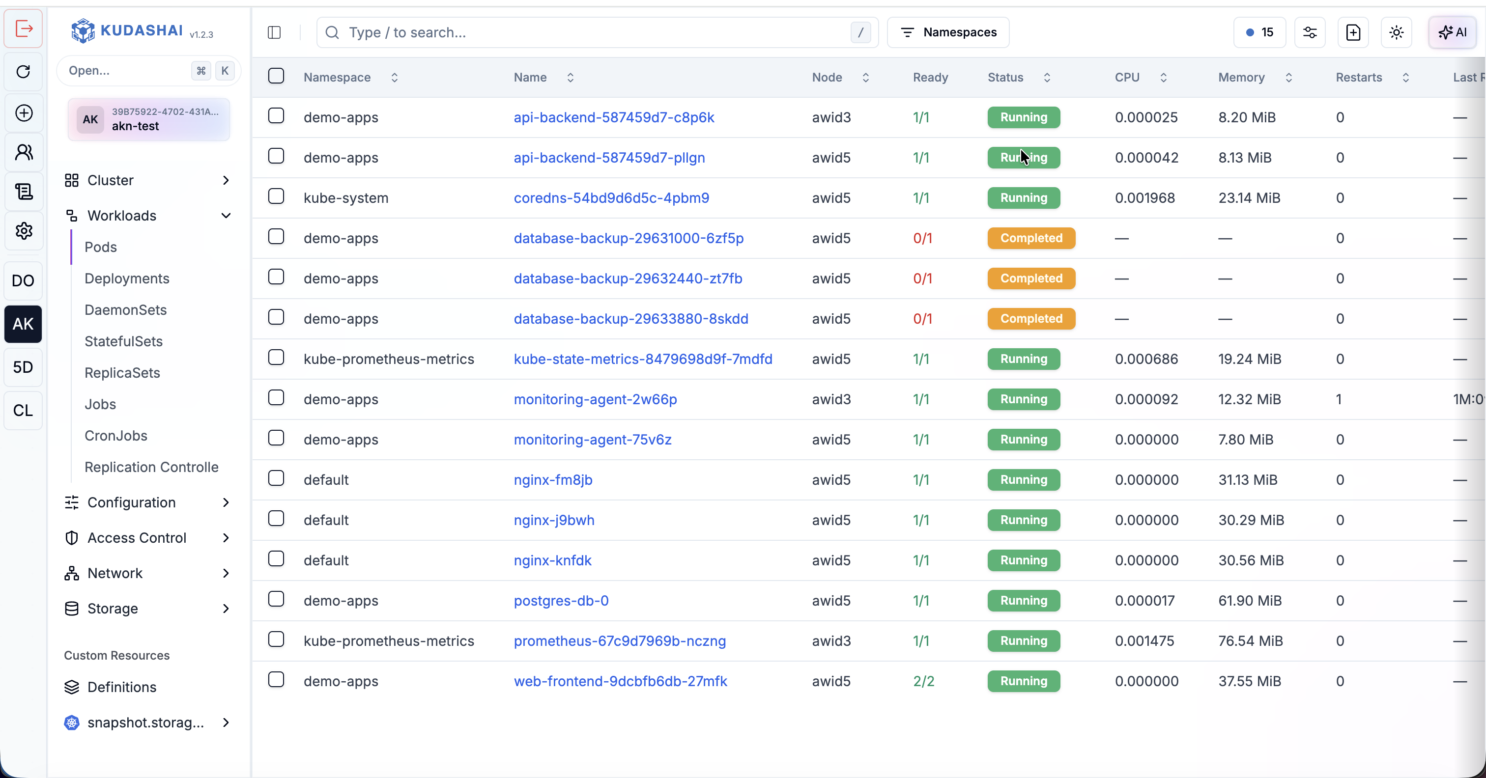 Workloads Management View